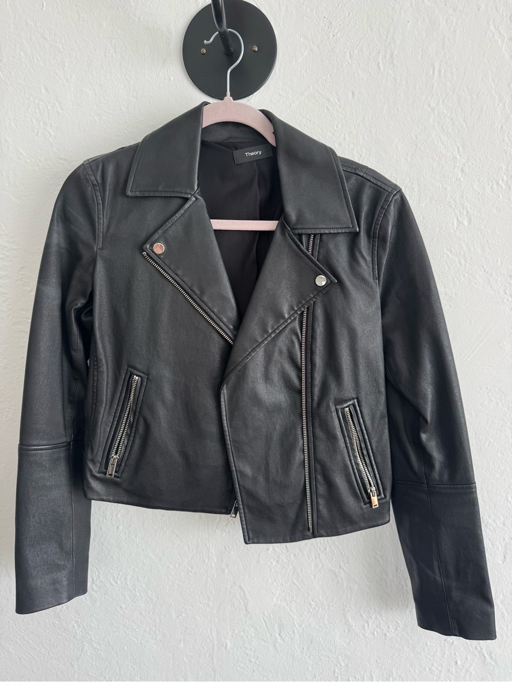 Theory Black Leather Biker Jacket